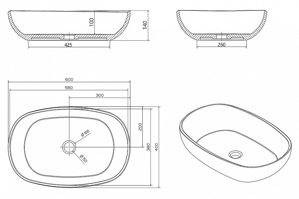 Раковина накладная прозрачная ABBER Kristall AT2805Saphir синяя купить в интернет-магазине Sanbest