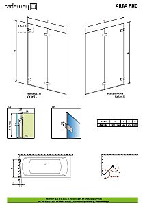 Шторка для ванны Radaway Arta PND 130 купить в интернет-магазине Sanbest