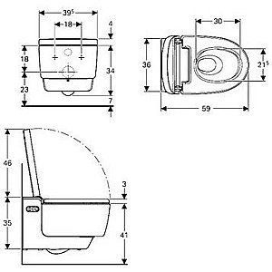 Унитаз-биде подвесной Geberit AquaClean 146.214.11.1 белый, с крышкой микролифт, безободковый, слив-торнадо купить в интернет-магазине Sanbest