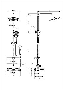 Душевая система с гигиеническим душем и термостатом WONZON & WOGHAND SOLID, Брашированное золото (WW-C3011-A1-BG) купить в интернет-магазине сантехники Sanbest