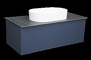 Тумба с раковиной LA FENICE TERRA Blu Grigio 100 синяя/столешница черная для ванной в интернет-магазине Sanbest