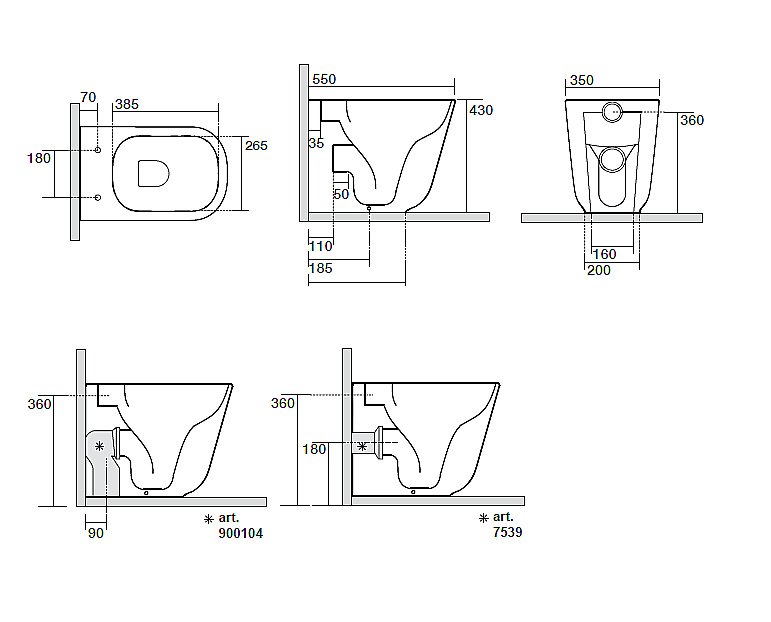 Унитаз приставной Kerasan Tribeca 5118 Белый Матовый, безободковый купить в интернет-магазине Sanbest