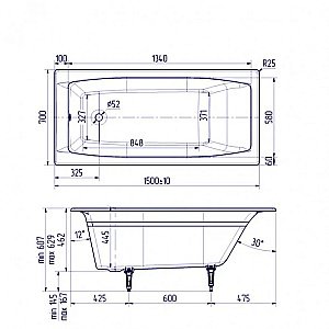 Ванна чугунная Delice REPOS Comfort DLR220507R-AS 150x70 белая с ручками купить в интернет-магазине Sanbest