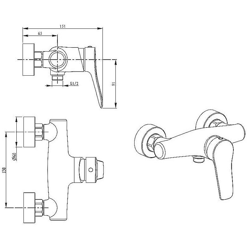 Смеситель для душа Kaiser Sena 74077 купить в интернет-магазине сантехники Sanbest