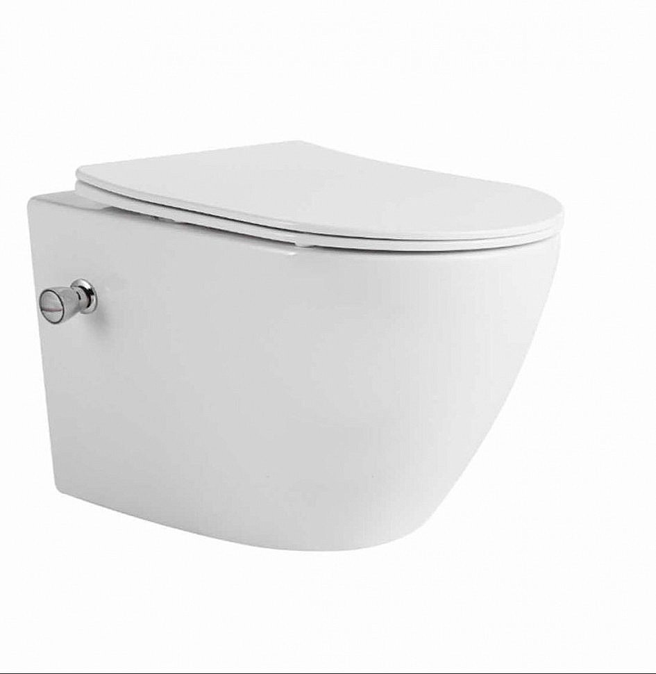 Унитаз подвесной с функцией биде CeramaLux 2196-BD белый, безободковый, с крышкой микролифт купить в интернет-магазине Sanbest