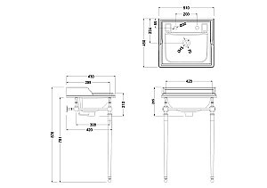Консоль с раковиной Burlington Classic B20 3TH золото для ванной в интернет-магазине сантехники Sanbest