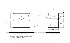 Тумба с раковиной BelBagno UNO-700-2C-SO-GSO темно-серый матовый для ванной в интернет-магазине Sanbest