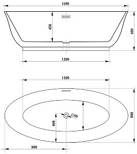 Ванна акриловая CeruttiSpa Gretta 168x80 черная матовая купить в интернет-магазине Sanbest