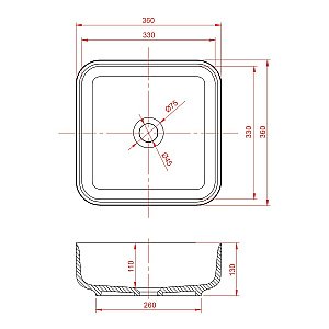 Раковина накладная Montebianco LORETO PIAZZA 12018 белая матовая купить в интернет-магазине Sanbest