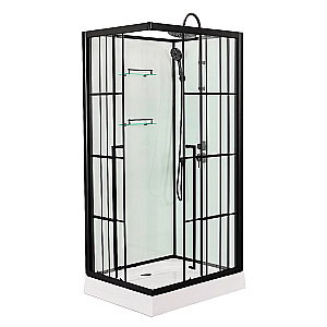 Душевая кабина Loranto CS-3008TM/W-90R 90x90 стекло прозрачное/профиль черный купить в интернет-магазине Sanbest