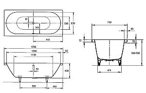 Ванна стальная Kaldewei Classic Duo 107 170х75 290700013001 Easy-clean белый купить в интернет-магазине Sanbest