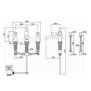 Смеситель для раковины Burlington KE12-QT BLA купить в интернет-магазине сантехники Sanbest