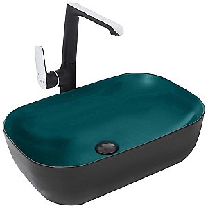 Раковина накладная WeltWasser WW ELBACH M2143 BBG 49 черно-зеленая матовая купить в интернет-магазине Sanbest
