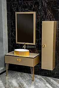 Консоль с раковиной и столешницей Armadi Art LUCIDO 100 светлое золото для ванной в интернет-магазине сантехники Sanbest