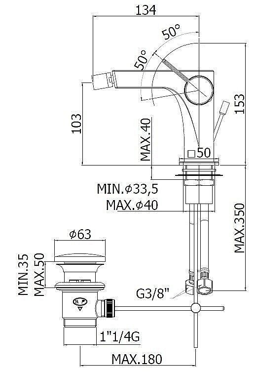 Смеситель для биде Paffoni Rock RO131CR купить в интернет-магазине сантехники Sanbest