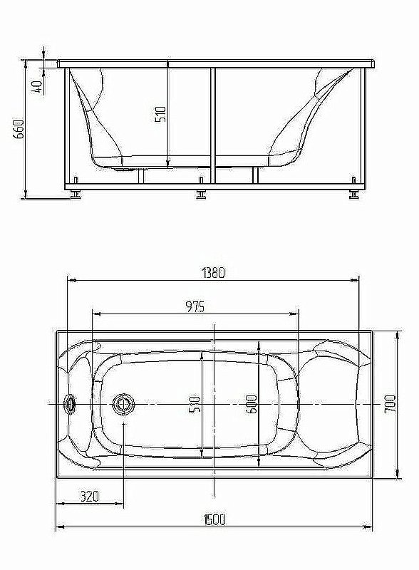 Ванна Aquatek Альфа 150х70 белая купить в интернет-магазине Sanbest