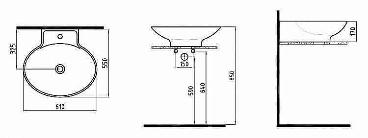 Раковина накладная Bien Harmony 61 HRLG06101FD1W3000 белая купить в интернет-магазине Sanbest