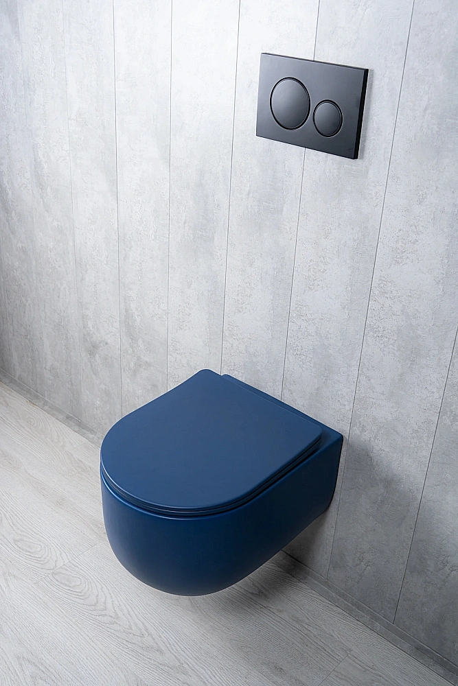 Унитаз подвесной GID Tr2133TF-BUM 62301Y безободковый, слив торнадо, с крышкой микролифт, синий матовый купить в интернет-магазине Sanbest