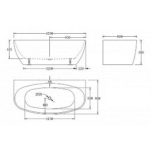 Ванна акриловая Esbano SAN MARINO ESVASANM 170x80 белая купить в интернет-магазине Sanbest