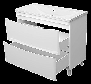 Тумба с раковиной Misty Атлантик -100 П-Атл-01100-0112Я белая для ванной в интернет-магазине Sanbest