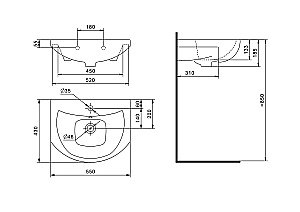 Раковина Santek Балтика 55 1.WH50.1.702 белая купить в интернет-магазине Sanbest