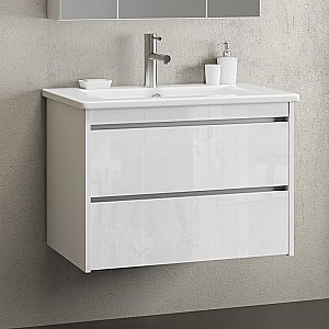 Тумба с раковиной Опадирис Фреш 80 белая/белое стекло для ванной в интернет-магазине Sanbest