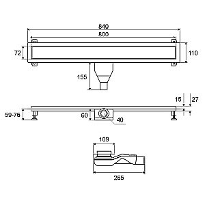 Душевой трап EXCELLENT Stilio 80 INEX.1515.800.P.SNP хром купить в интернет-магазине Sanbest