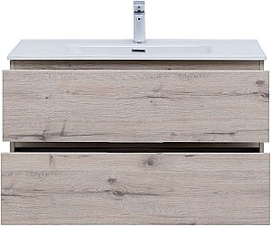Тумба с раковиной Aquanet Алвита New 303921 90 дуб веллингтон/белый для ванной в интернет-магазине Sanbest