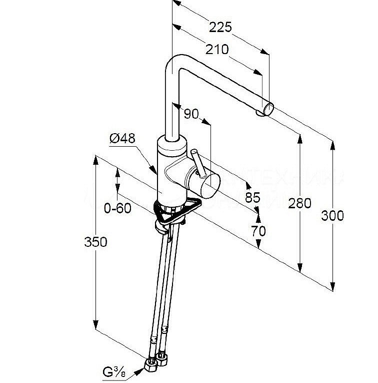 Смеситель для кухни Kludi L-INE 428190577 хром купить в интернет-магазине сантехники Sanbest