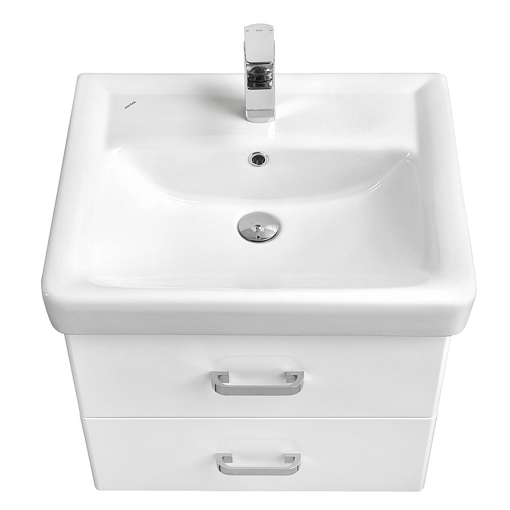 Тумба с раковиной Акватон Америна 60 белая глянцевая для ванной в интернет-магазине Sanbest