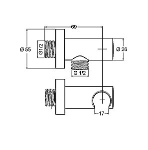 Подключение для шланга Kludi Nova Fonte 60547N0-00 золото брашированное купить в интернет-магазине сантехники Sanbest