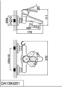 Смеситель для ванны D&K Rhein Marx DA1393201 купить в интернет-магазине сантехники Sanbest