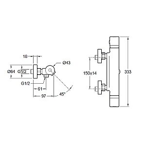 Смеситель для душа Jacob Delafon RIVOLI E24325-CP с термостатом, хром купить в интернет-магазине сантехники Sanbest