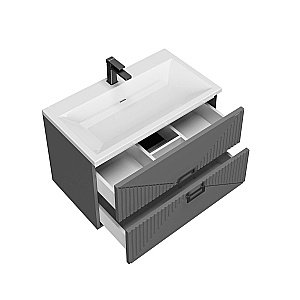 Тумба с раковиной подвесная Grossman ЛУКСОР 60 с 2-я ящ, графит матовая для ванной в интернет-магазине Sanbest