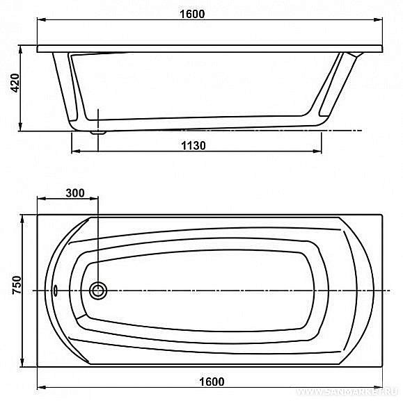 Ванна акриловая Vagnerplast Ebony 160x75 купить в интернет-магазине Sanbest