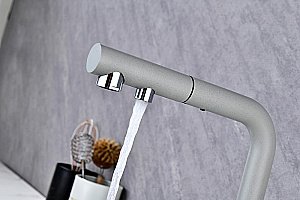 Смеситель для кухни Paulmark Serpentine Se213222-GRS серый дым купить в интернет-магазине сантехники Sanbest