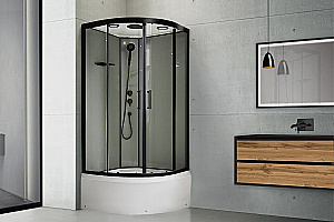 Душевая кабина Royal Bath FATO RB 90CK-TG-BL 90x90 стекло прозрачное/профиль черный купить в интернет-магазине Sanbest