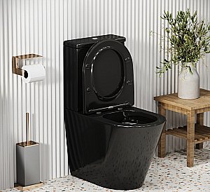 Унитаз Grossman Color GR-4480BS безободковый, с крышкой микролифт, с бачком, черный глянцевый купить в интернет-магазине Sanbest