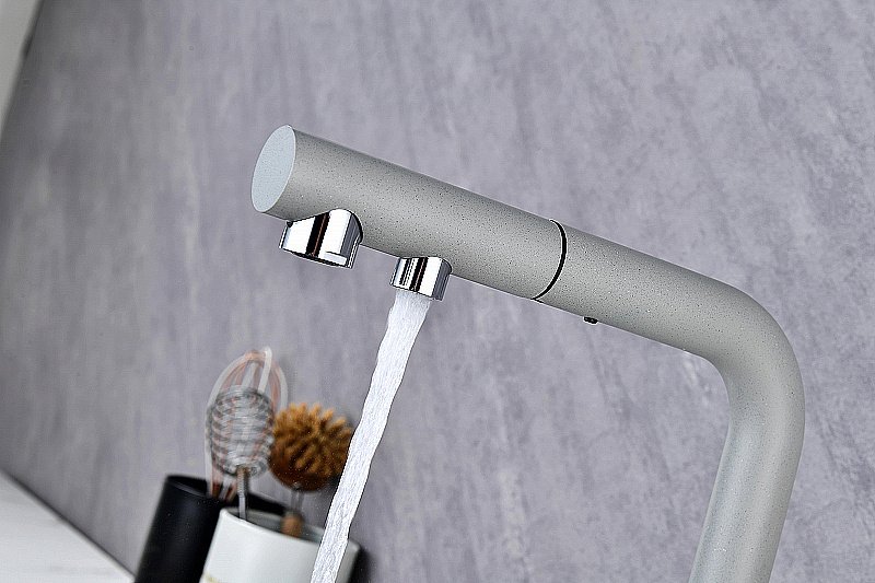 Смеситель для кухни Paulmark Serpentine Se213222-GRS серый дым купить в интернет-магазине сантехники Sanbest