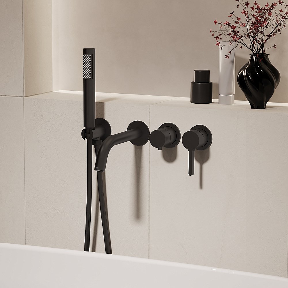 Смеситель для ванны Vincea Villa VTFW-1VL1MB черный купить в интернет-магазине сантехники Sanbest