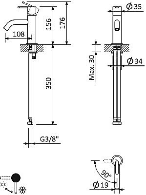 Смеситель для раковины Cezares LEAF-LSM2-L-SR Sunrise купить в интернет-магазине сантехники Sanbest