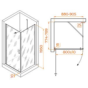 Душевой уголок RGW Leipzig LE-034 (LE-003 + Z-14) 90х80 351203498-11 стекло прозрачное/профиль хром купить в интернет-магазине Sanbest