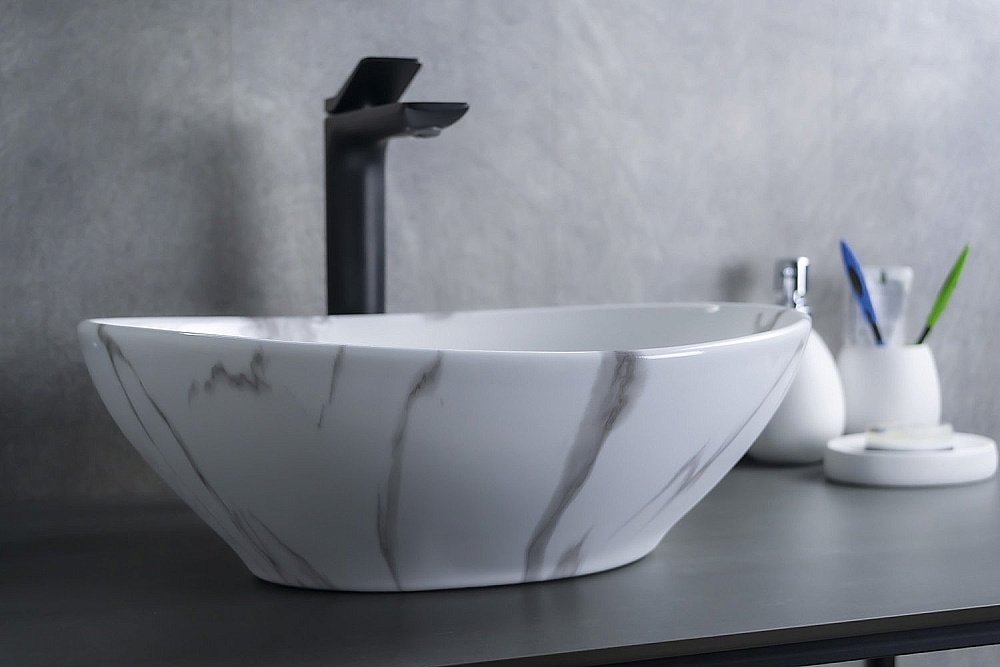 Раковина накладная Gid Lago 41 Mnc138C 54473 под камень глянцевая купить в интернет-магазине Sanbest