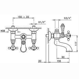 Смеситель для ванны Nicolazzi Half Dome 1400CR70 Хром купить в интернет-магазине сантехники Sanbest