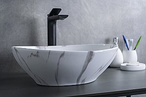 Раковина накладная Gid Lago 41 Mnc138C 54473 под камень глянцевая купить в интернет-магазине Sanbest