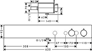 Термостат для душа Hansgrohe ShowerTablet 600 13108400 купить в интернет-магазине сантехники Sanbest