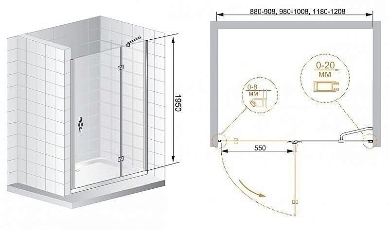 Душевая дверь Cezares BERGAMO-B-12 90 купить в интернет-магазине Sanbest