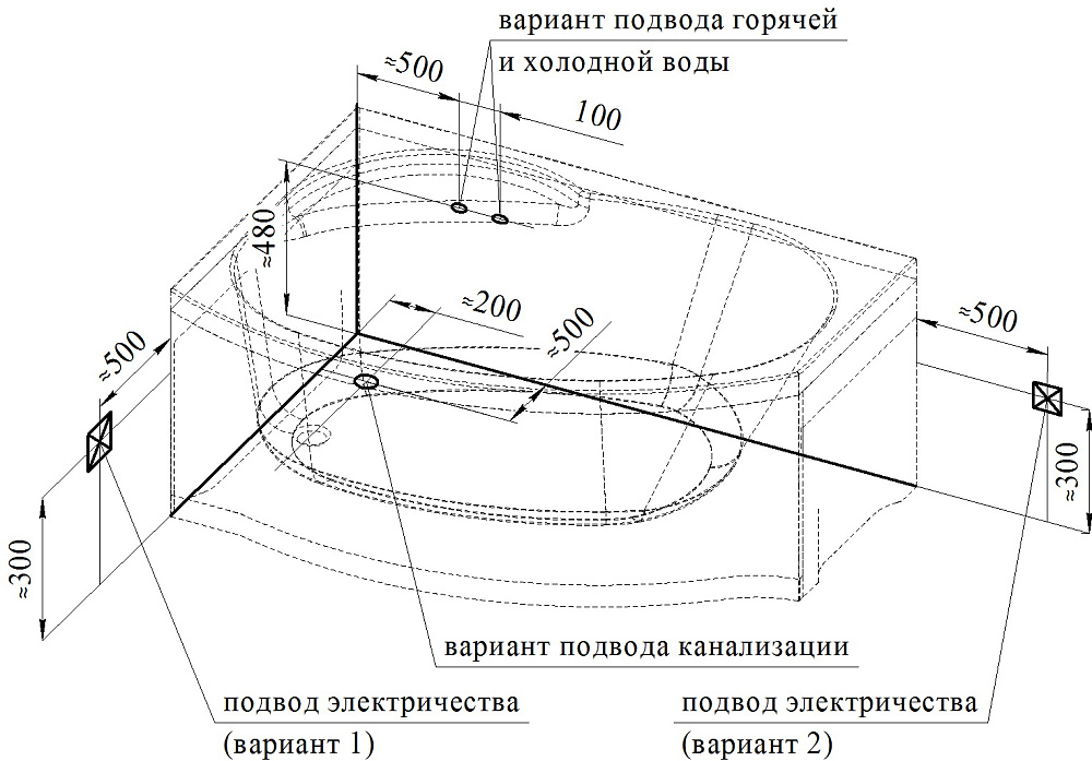 Ванна акриловая Vannesa Монти 2-78-0-1-213 150х105 купить в интернет-магазине Sanbest