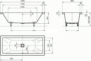 Ванна стальная Kaldewei Conoduo 734 190х90 Easy-clean купить в интернет-магазине Sanbest