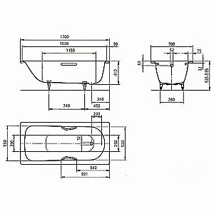 Ванна стальная Kaldewei Saniform Plus Star 335 170x70 133530003001 Antislip Perl-Effekt белый купить в интернет-магазине Sanbest